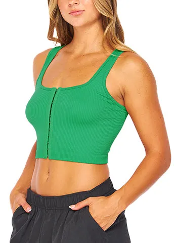 RIBBED SEAMLESS HOOK-AND-EYE CROPPED TANK TOP(SLT04) <Bundle>