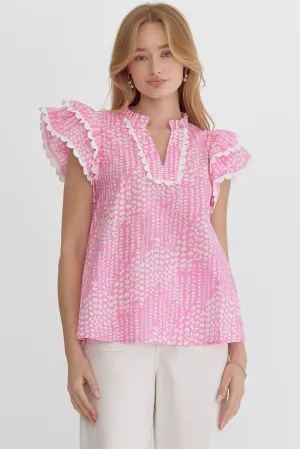 Ric Rac Floral Top {Pink}