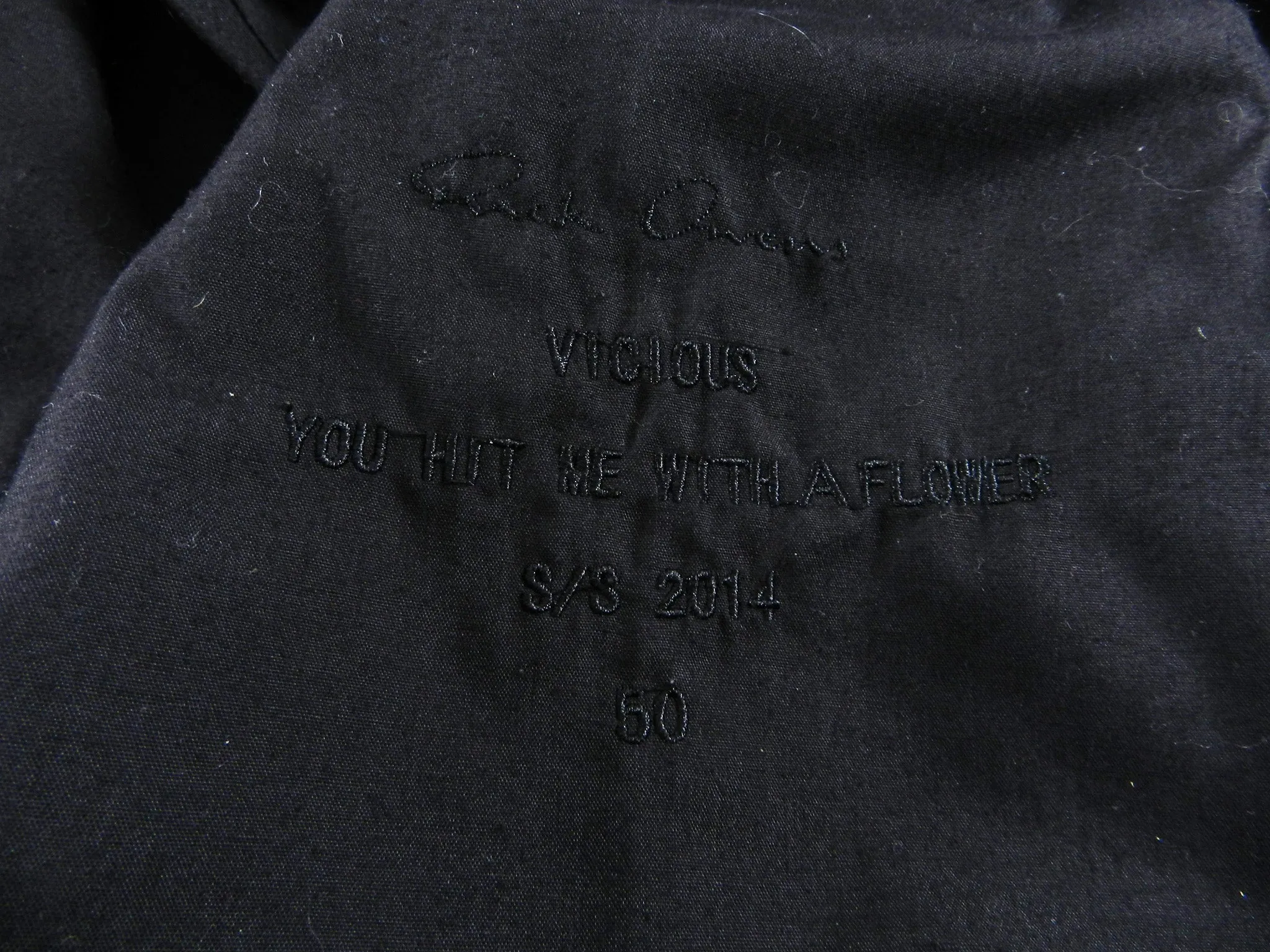Rick Owens Vicious Spring 2014 Black Cotton Bomber Jacket - M