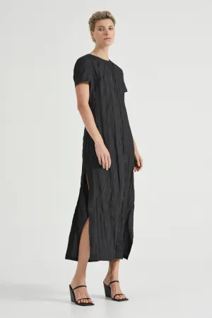 ROLLING WAVE MAXI TEE DRESS | BLACK