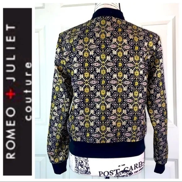Romeo &amp; Juliet Couture Embroidered Brocade Bomber Jacket