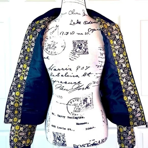 Romeo &amp; Juliet Couture Embroidered Brocade Bomber Jacket