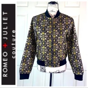 Romeo &amp; Juliet Couture Embroidered Brocade Bomber Jacket