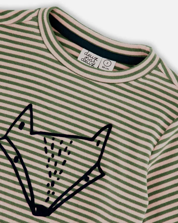 Sage & Beige Stripe Shirt