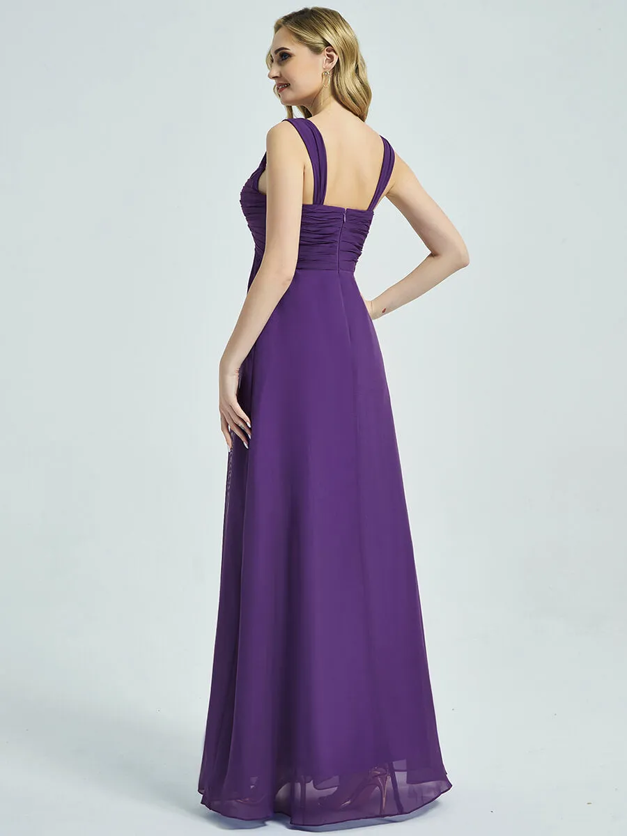 Sage Green Sweetheart Straps A-Line Maxi Chiffon Bridesmaid Dress