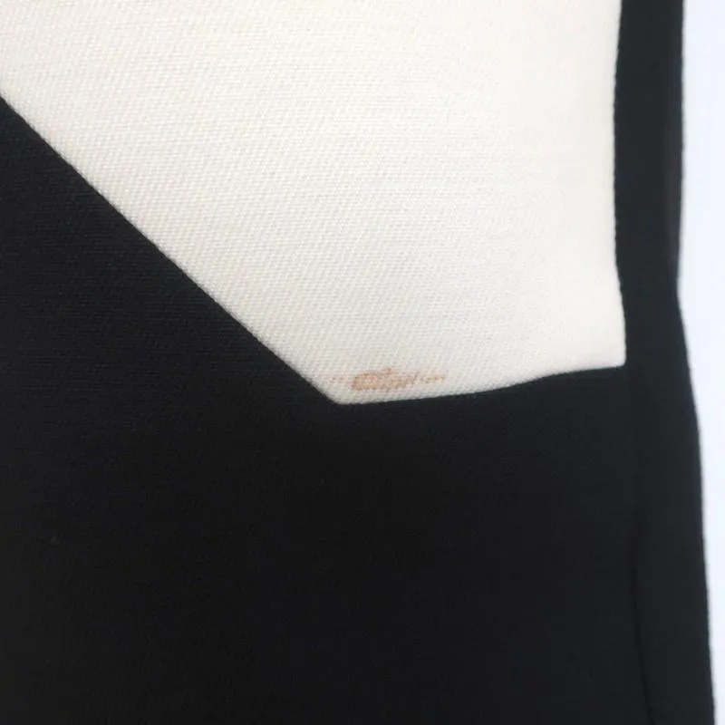 Saint Laurent Colorblock Mini Dress Black/Cream Wool Size 36 Sleeveless Shift