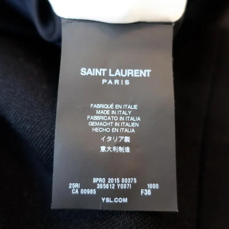 Saint Laurent Colorblock Mini Dress Black/Cream Wool Size 36 Sleeveless Shift
