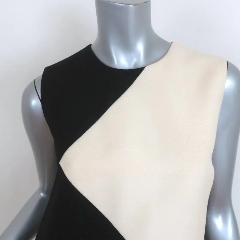 Saint Laurent Colorblock Mini Dress Black/Cream Wool Size 36 Sleeveless Shift