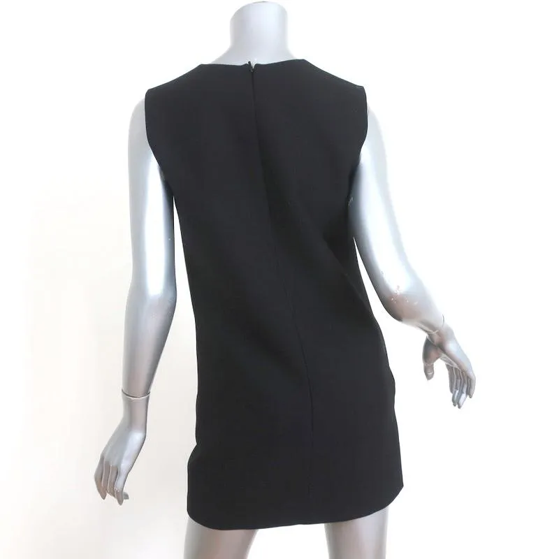 Saint Laurent Colorblock Mini Dress Black/Cream Wool Size 36 Sleeveless Shift