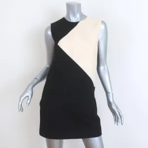 Saint Laurent Colorblock Mini Dress Black/Cream Wool Size 36 Sleeveless Shift