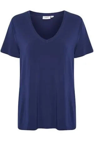 Saint Tropez Adelia V-Neck T-Shirt in Navy