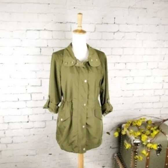 Sanctuary Lightweight Anorak Jacket in Green Size Medium