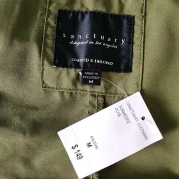 Sanctuary Lightweight Anorak Jacket in Green Size Medium