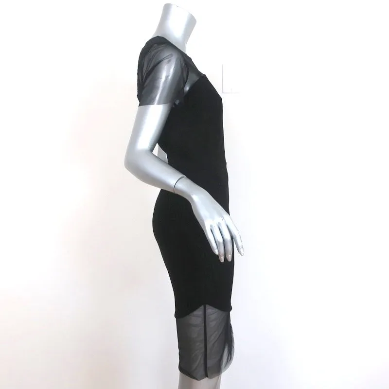 Sandro Illusion Shift Dress Rire Black Crepe & Tulle Size 1 Short Sleeve