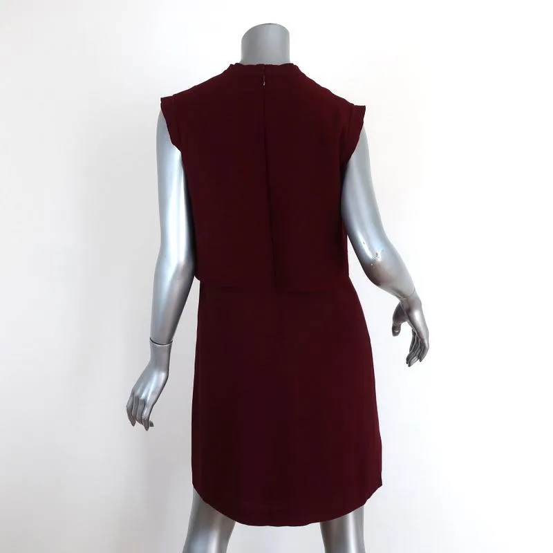 Sandro Mini Dress Burgundy Layered Crepe Size 3 Sleeveless Shift
