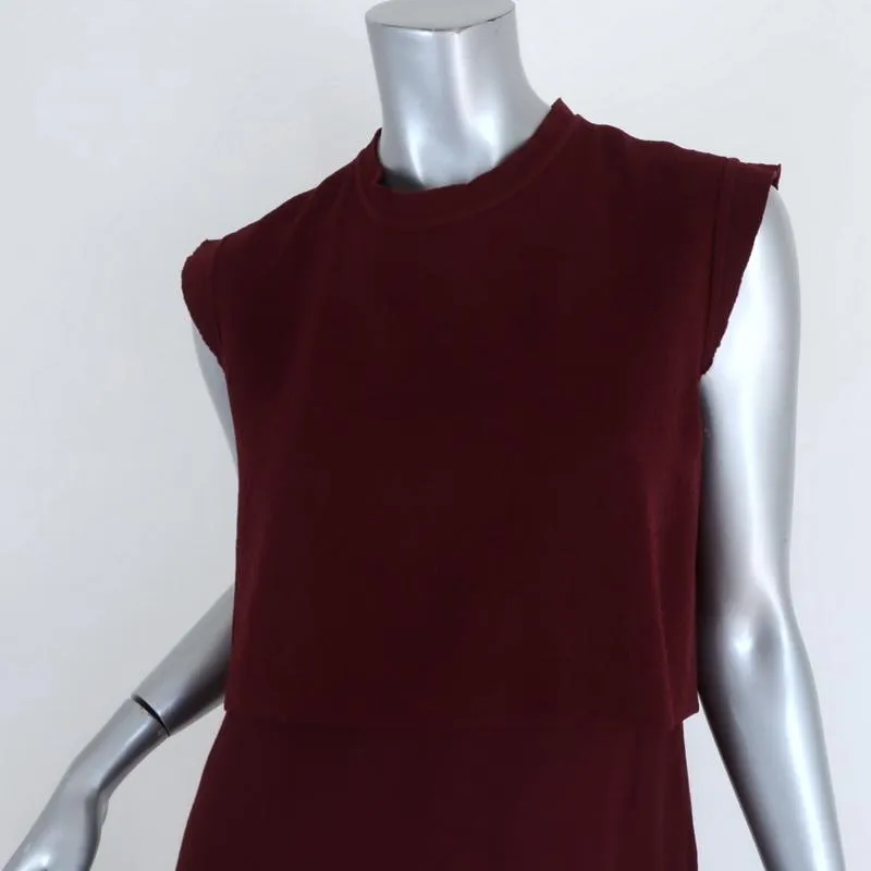 Sandro Mini Dress Burgundy Layered Crepe Size 3 Sleeveless Shift