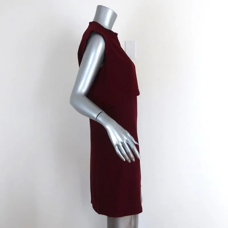 Sandro Mini Dress Burgundy Layered Crepe Size 3 Sleeveless Shift