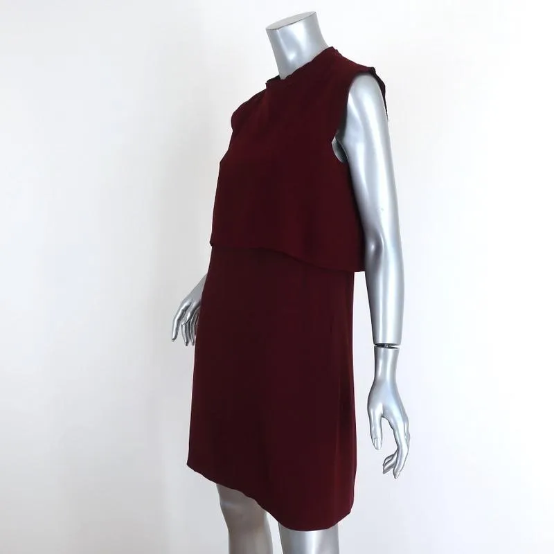 Sandro Mini Dress Burgundy Layered Crepe Size 3 Sleeveless Shift