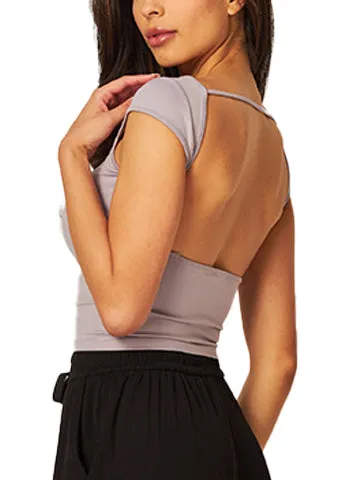 SEAMLESS OPEN BACK CROP TANK TOP(GAL01) <Bundle>