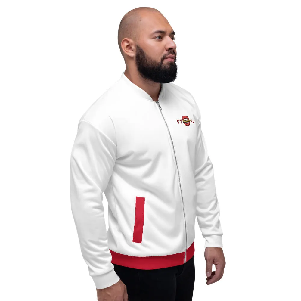 Shut TF Up Unisex Bomber Jacket - White