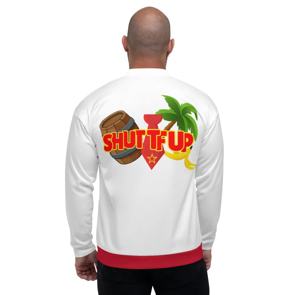 Shut TF Up Unisex Bomber Jacket - White