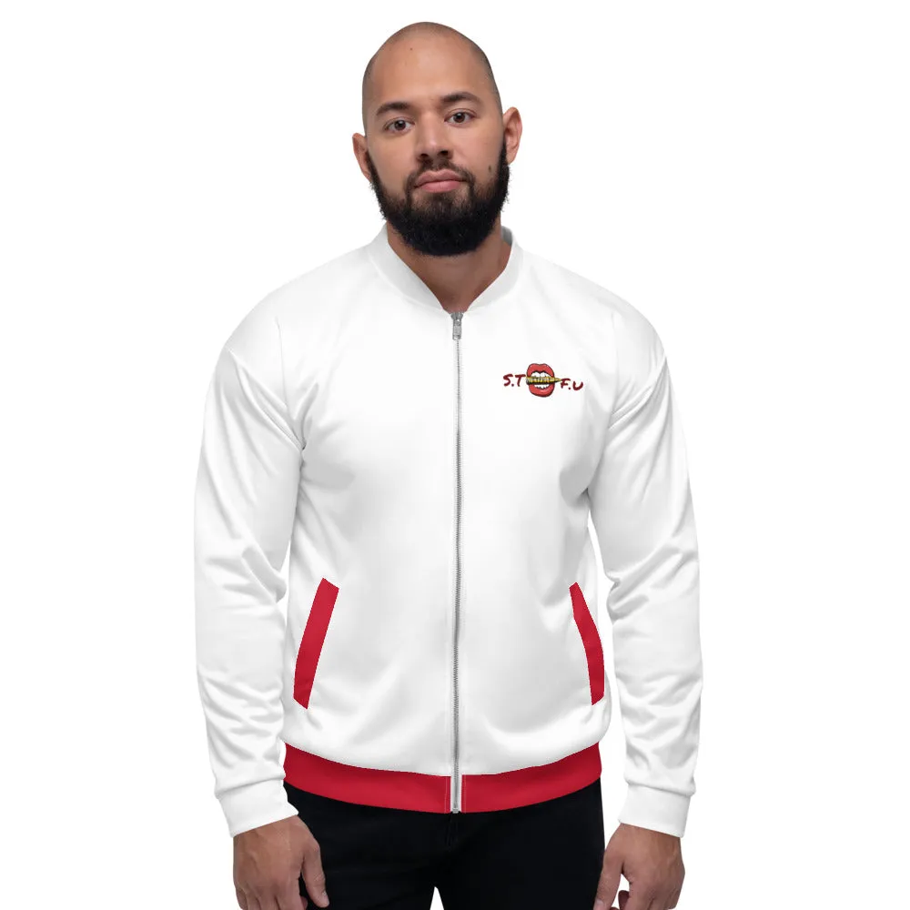 Shut TF Up Unisex Bomber Jacket - White