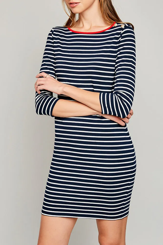 Side Button Striped Shift Dress (Mother: Mommy and Me)