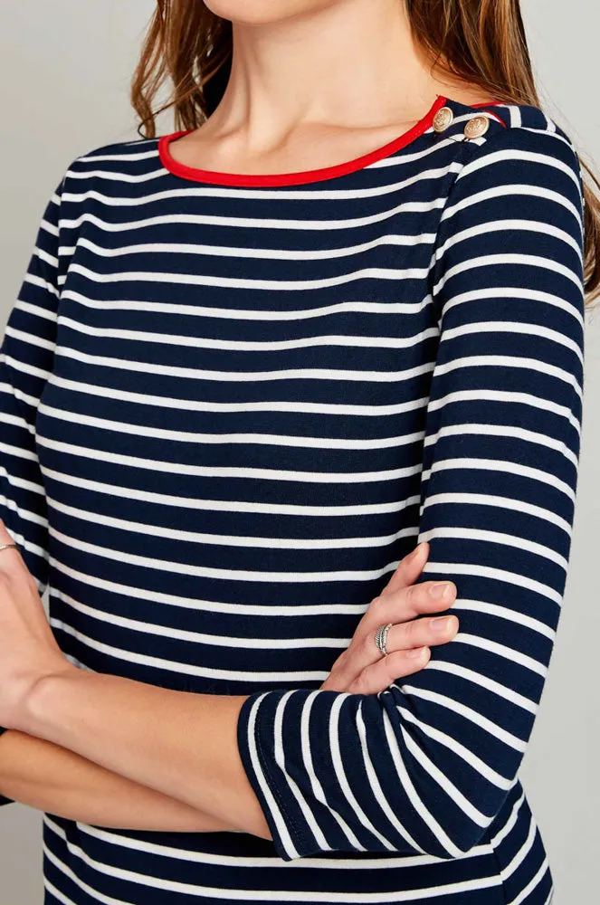 Side Button Striped Shift Dress (Mother: Mommy and Me)