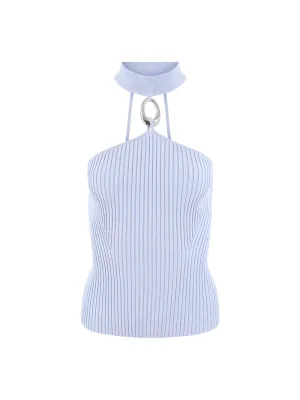 Simkhai Rubie Mock Neck Top With Hardware in French Blue