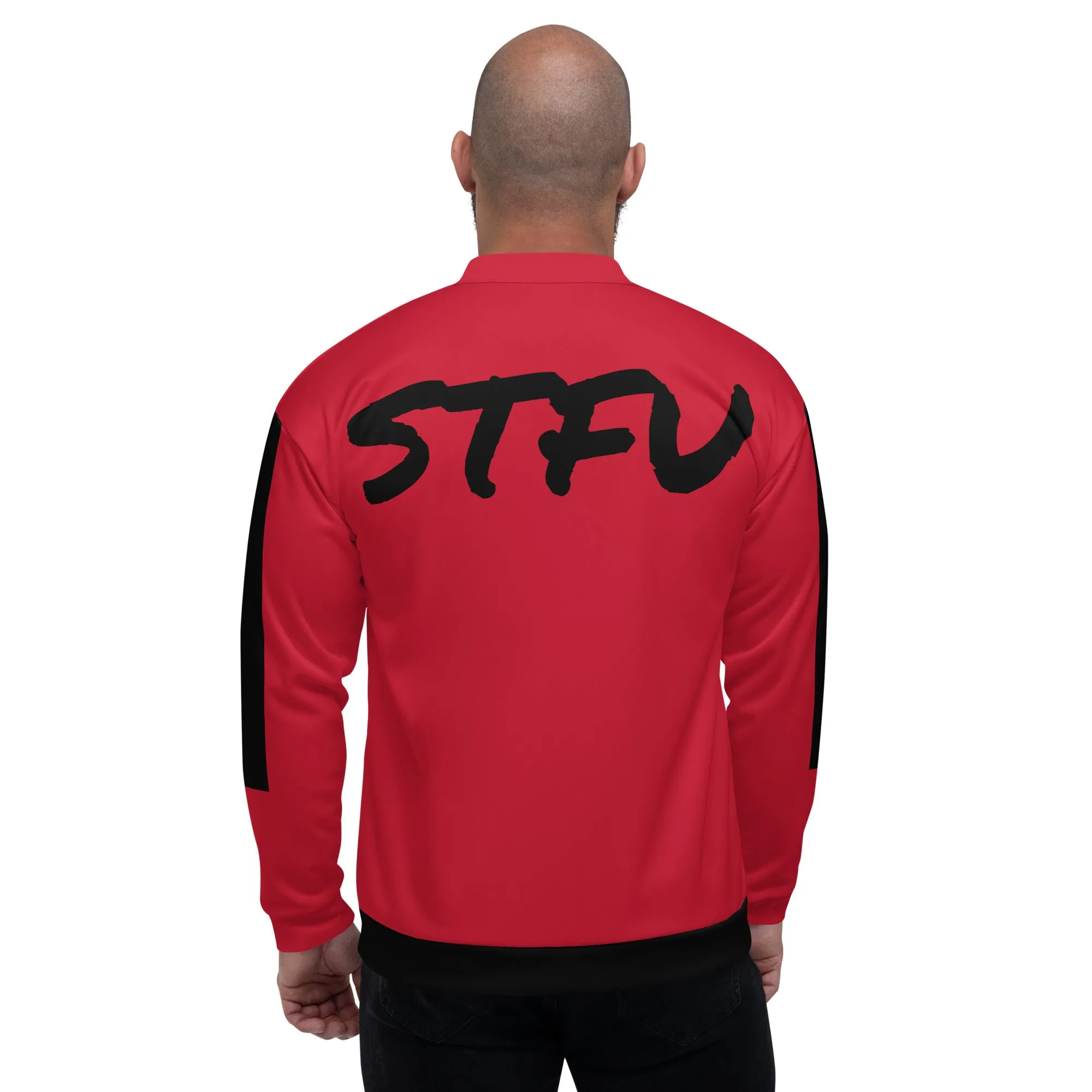 Simple Black Logo Unisex Bomber Jacket - Red