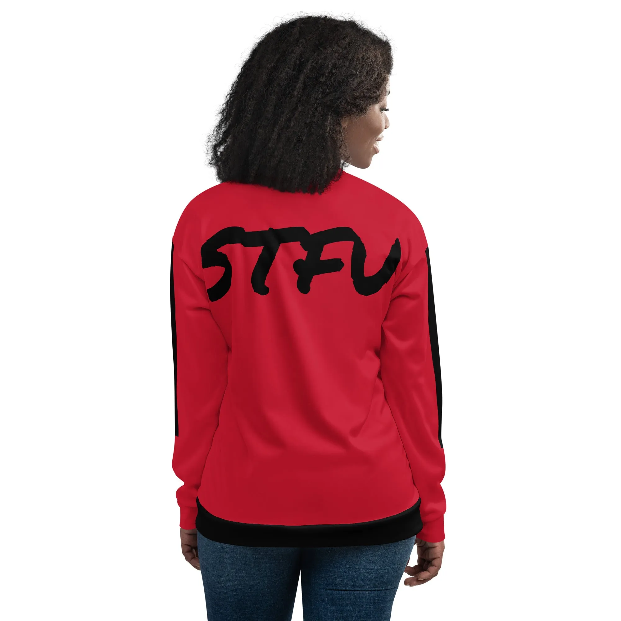Simple Black Logo Unisex Bomber Jacket - Red