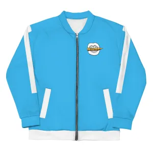 Simple White Logo Unisex Bomber Jacket - Blue