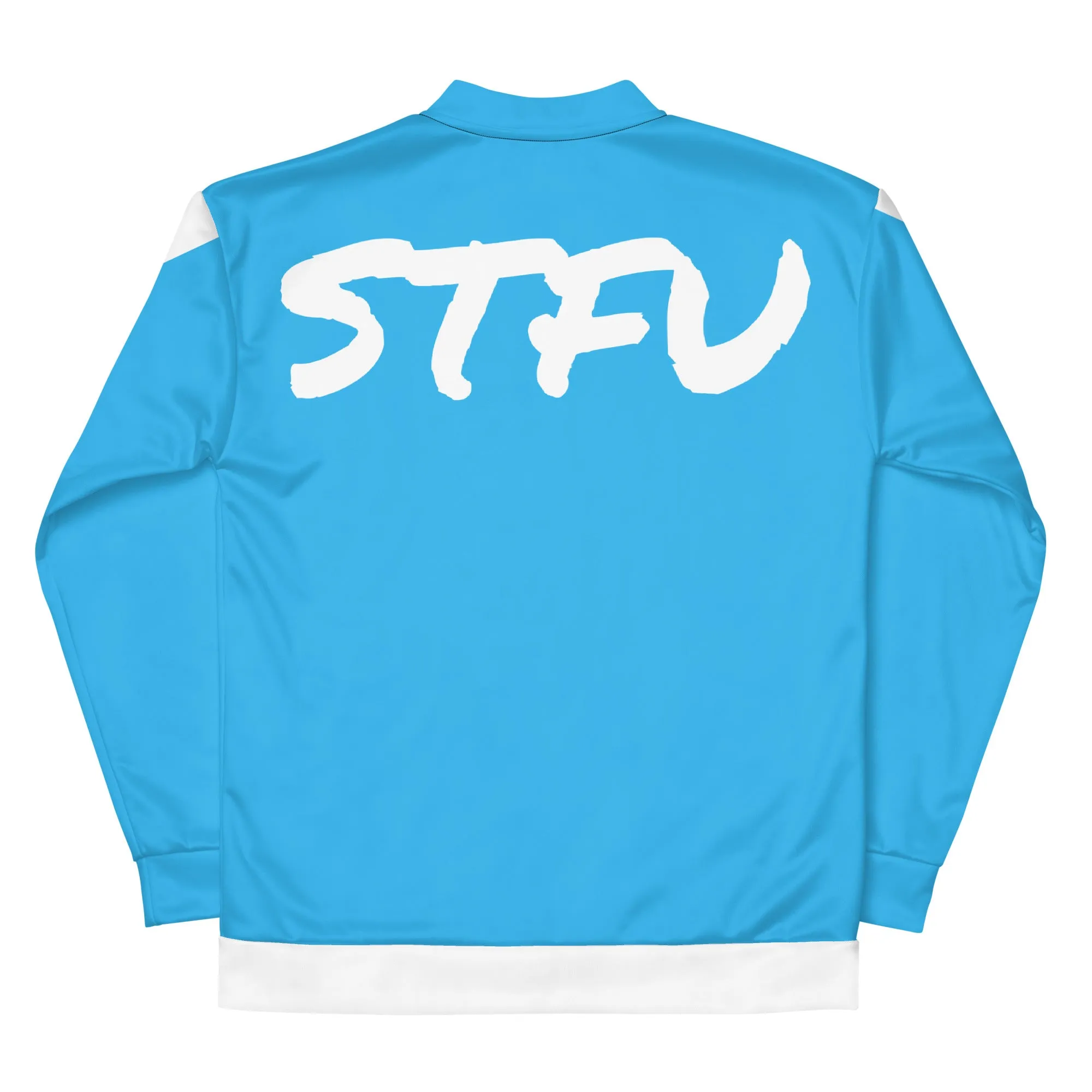 Simple White Logo Unisex Bomber Jacket - Blue