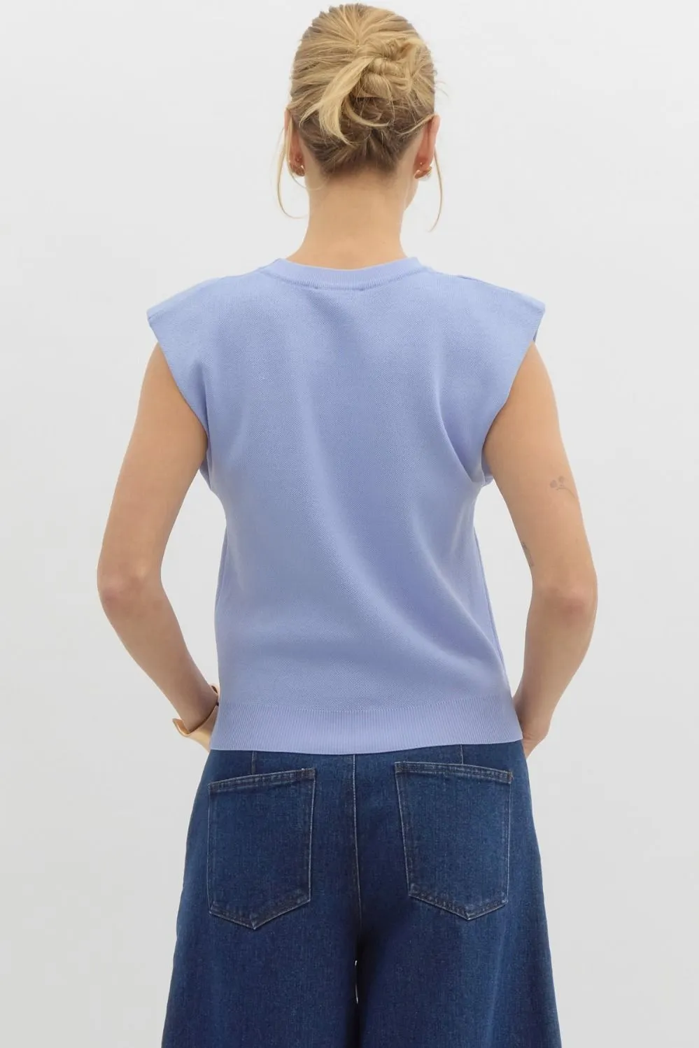 Sleeveless Knit Crewneck {Blue}