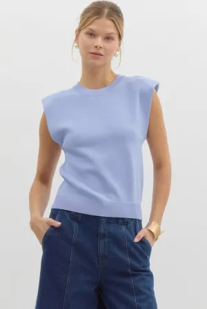 Sleeveless Knit Crewneck {Blue}