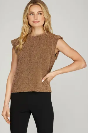 SLEEVELESS METALLIC KNIT TOP