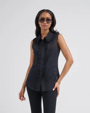 sleeveless ruffle trim shirt