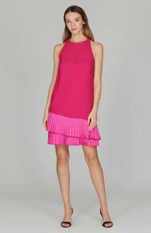 Sleeveless Short Dress w/ Layered Pleating