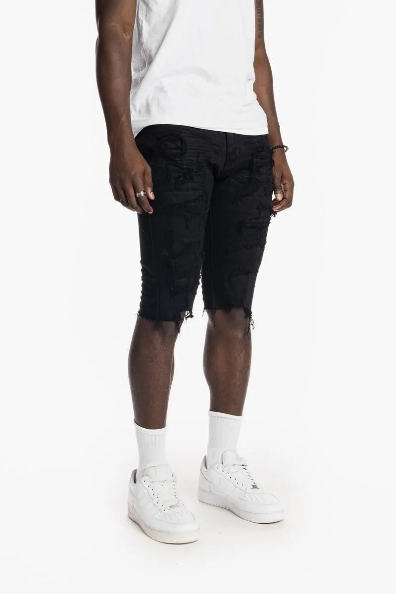 Smoke Rise Ripoff Semi Basic Denim Jet Black Shorts