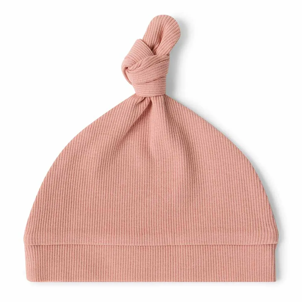 Snuggle Hunny Organic Ribbed Knotted Beanie - Rose