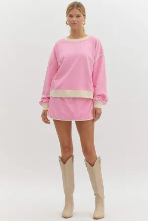 Solid Round Neck Long Sleeve Sweater Top
