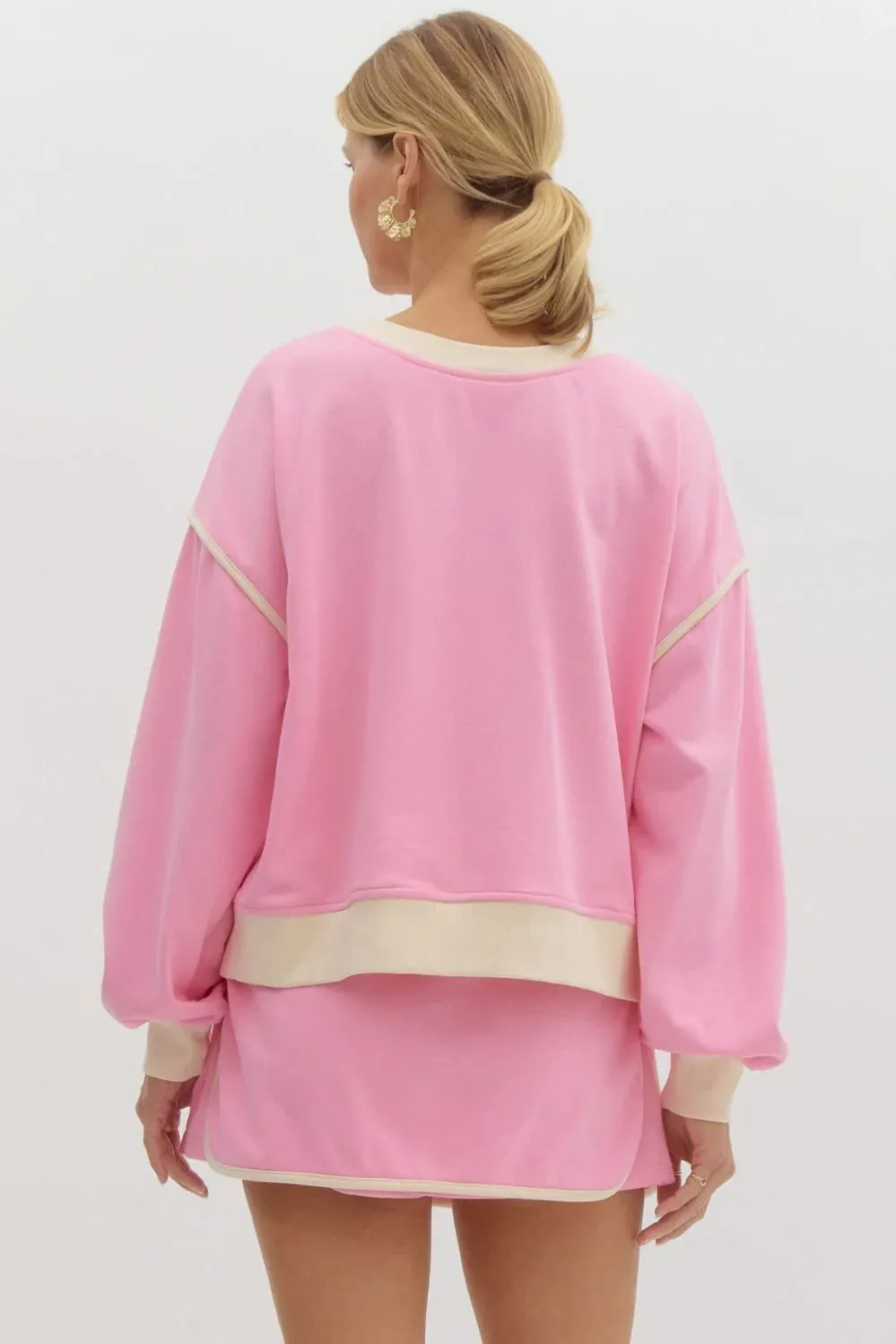 Solid Round Neck Long Sleeve Sweater Top