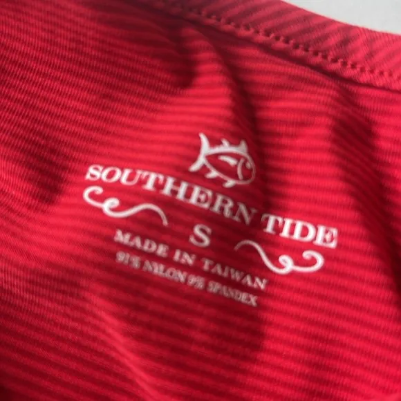 Southern Tide Gameday Micro Stripe Performance Dress Varsity Red Small