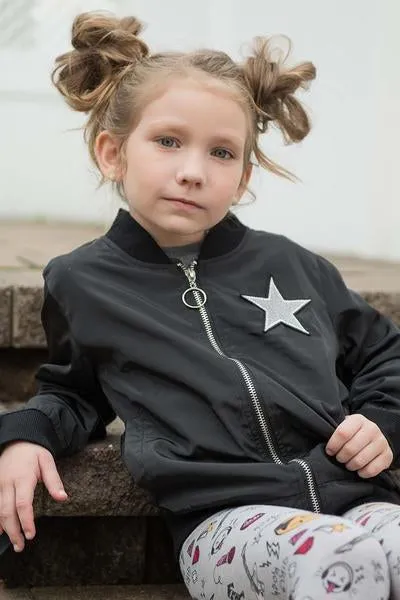 Sparkle by Stoopher Black Stars Bomber Jacket