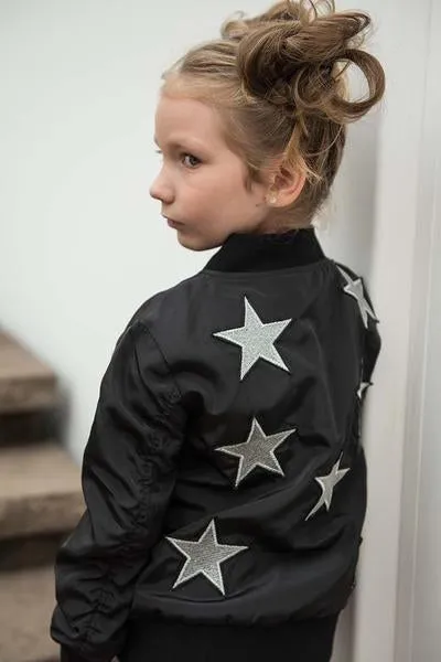 Sparkle by Stoopher Black Stars Bomber Jacket