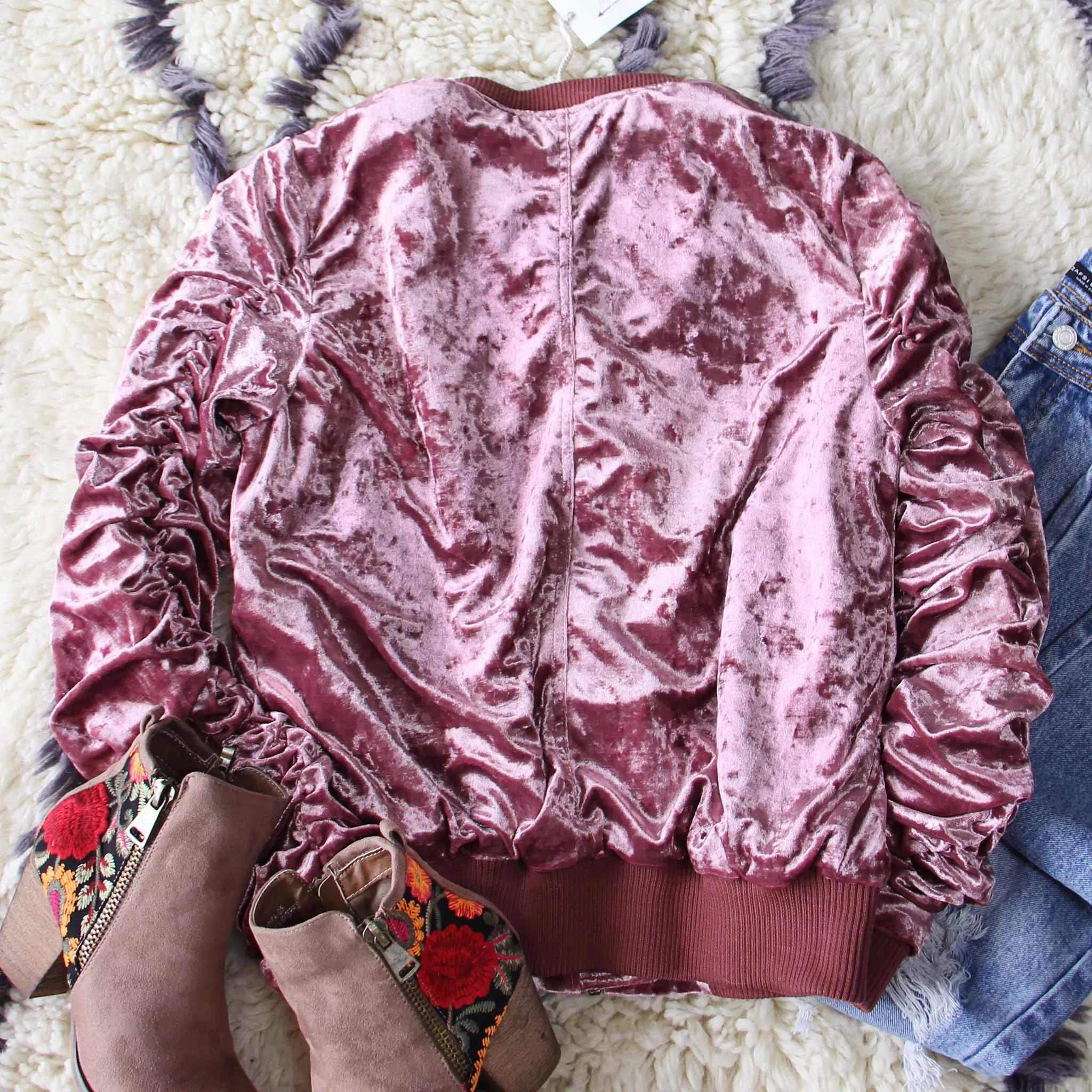 Spool Lux Velvet Bomber Jacket