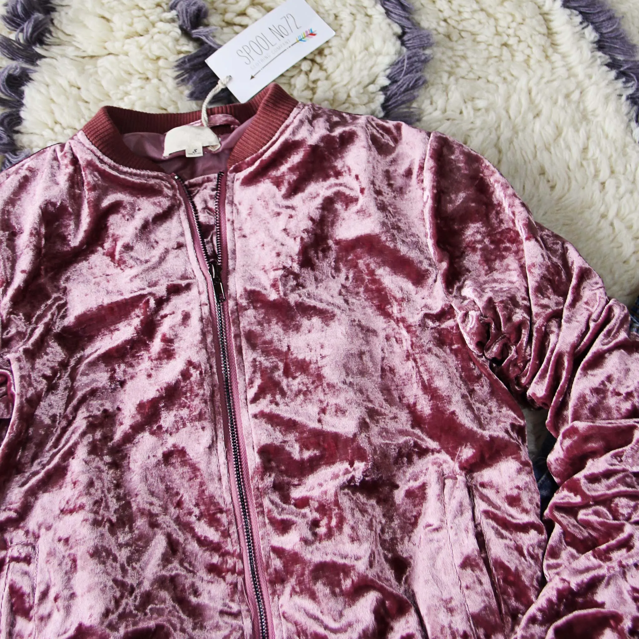 Spool Lux Velvet Bomber Jacket