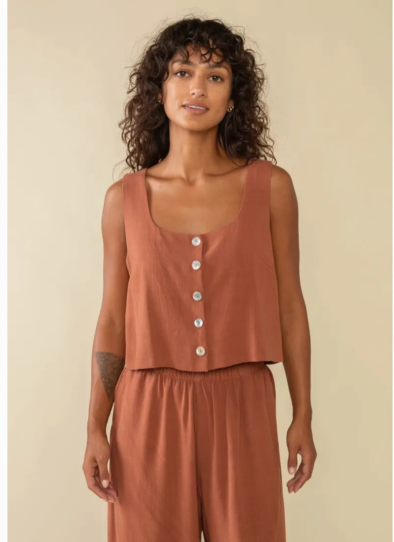 Squared Up Linen Vest Top