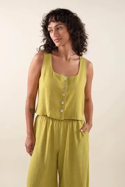 Squared Up Linen Vest Top
