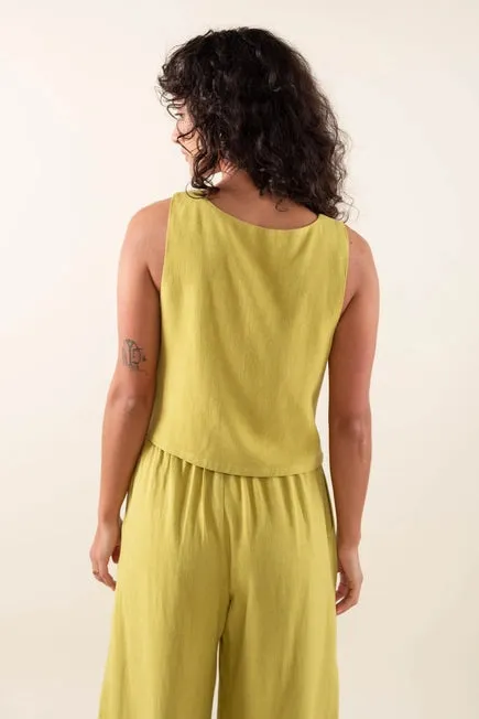 Squared Up Linen Vest Top